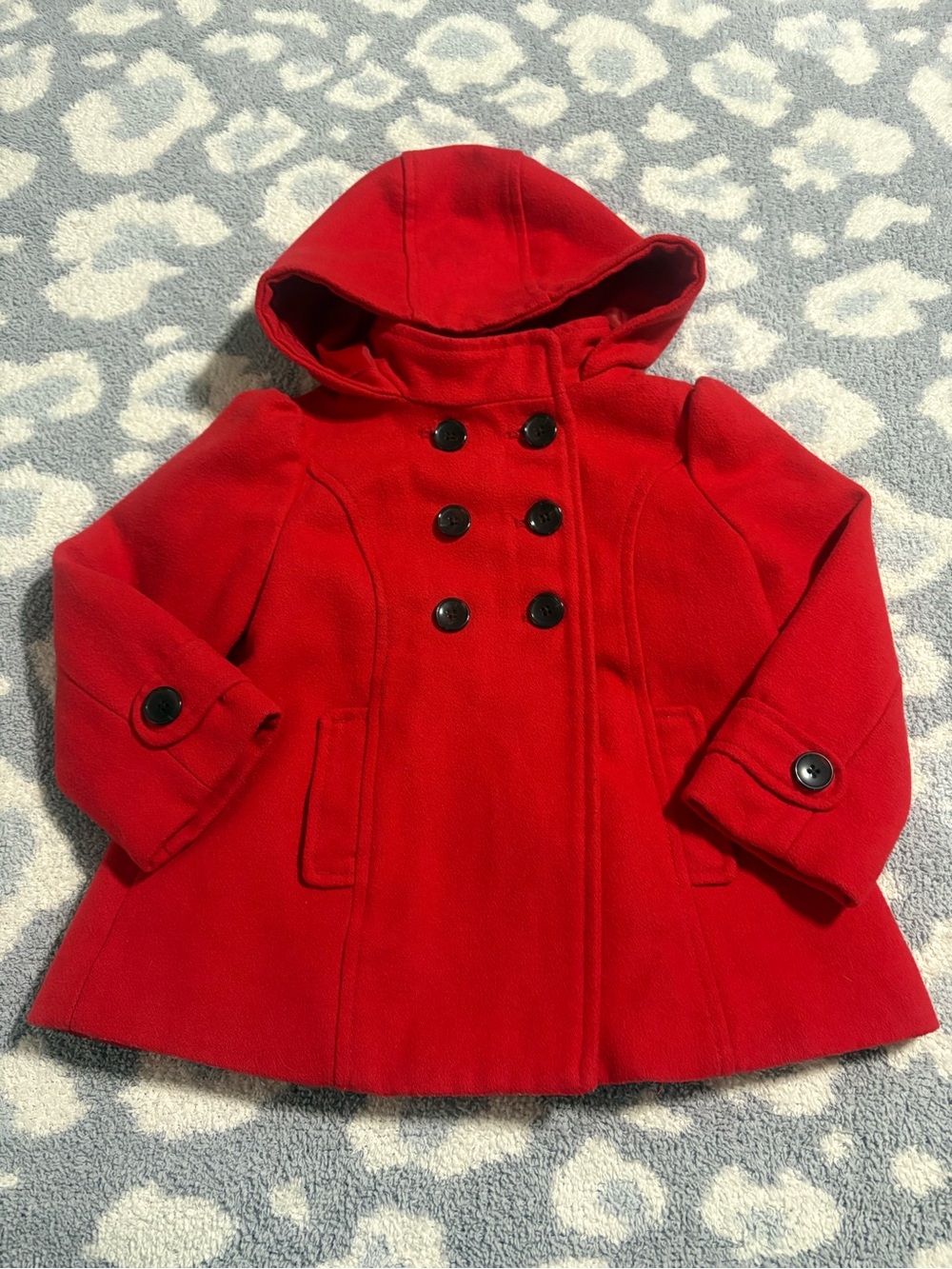Old Navy Red Hooded Double-Breasted Pea Coat 3T